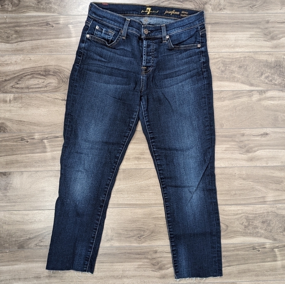 7 FOR ALL MANKIND Sz 26 Josefina Skinny Boyfriend Button Fly Jeans